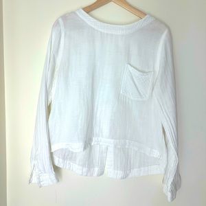 Cloth & Stone White Cotton long sleeve button back blouse